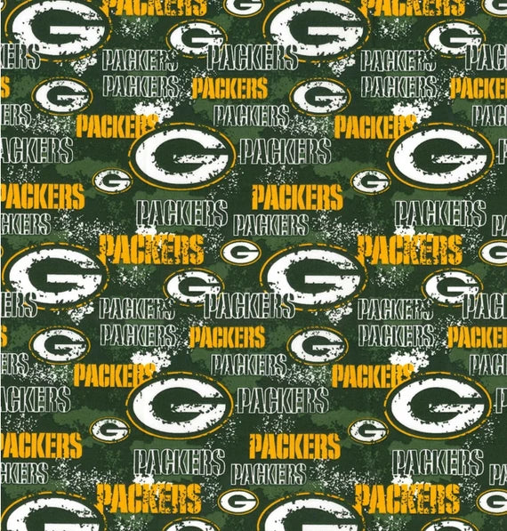 NFL Green Bay Packers Cotton Fabric Distressed Fabric by the yard
