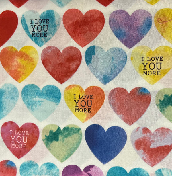 Valentine Hearts Rainbow Fabric by the yard