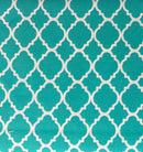 Turquoise Quatrefoil Lattice Geometric Fabric by the yard