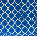Royal Blue Quatrefoil Lattice Geometric Fabric by the yard