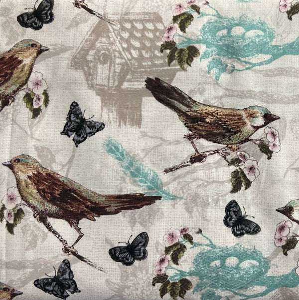 Nests Birds Fabric by the yard