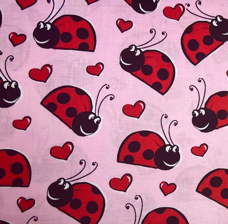 Lady Bugs Ladybug Valentine Hearts Fabric by the yard