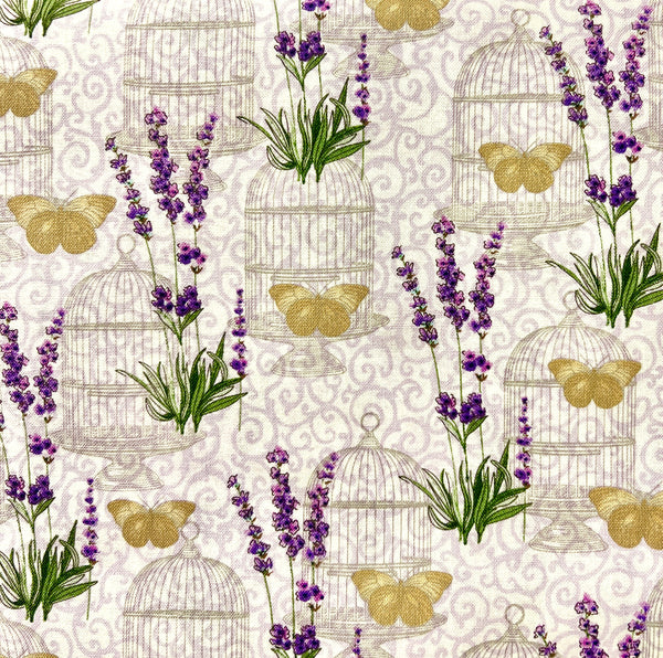 Lavender Floral Lilac Fabric by the yard