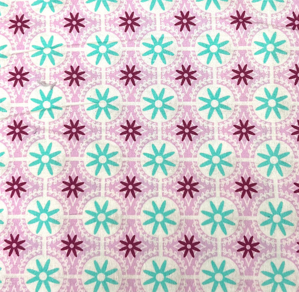 Mint Lavender Floral Geometric Medallions Damask Fabric by the yard