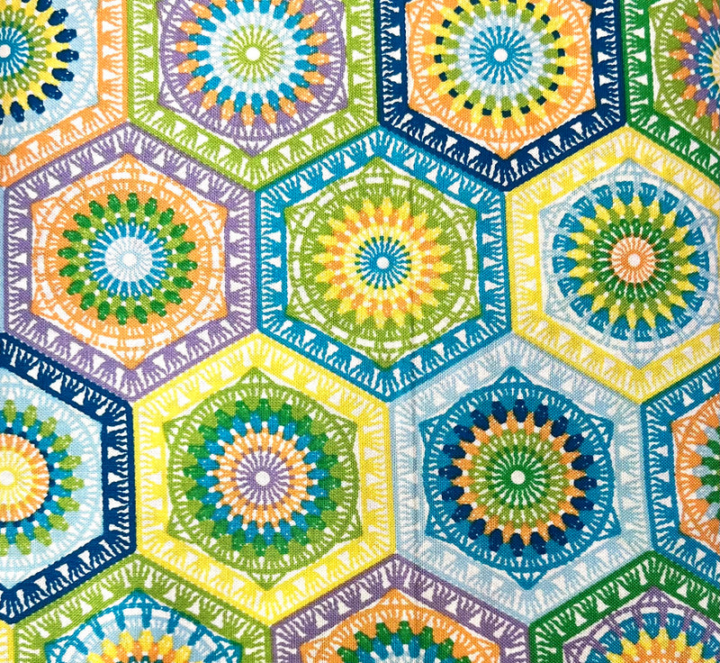 Crochet Hexagons Geometric Fabric by the yard
