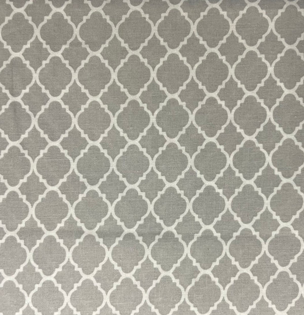 Gray Mini Quatrefoil Lattice Geometric Fabric by the yard