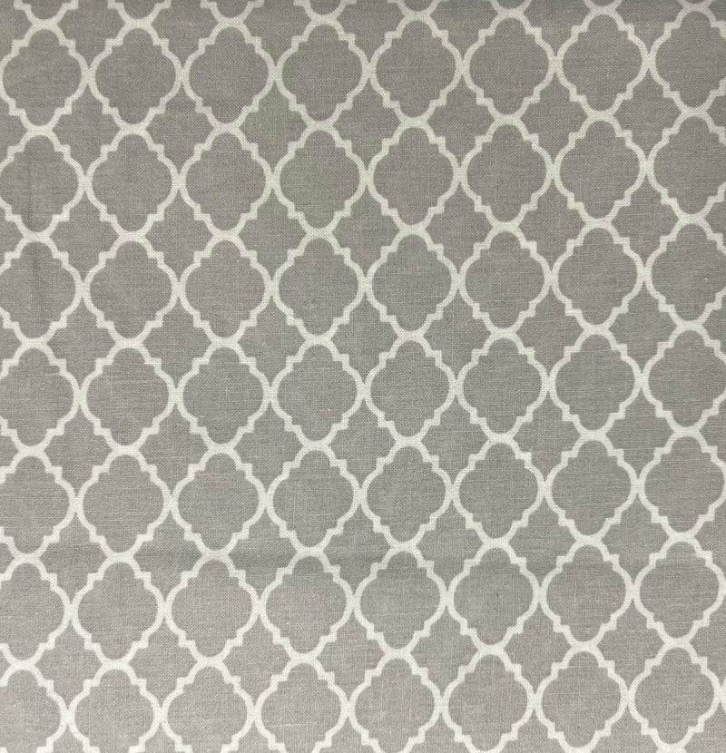 Gray Mini Quatrefoil Lattice Geometric Fabric by the yard