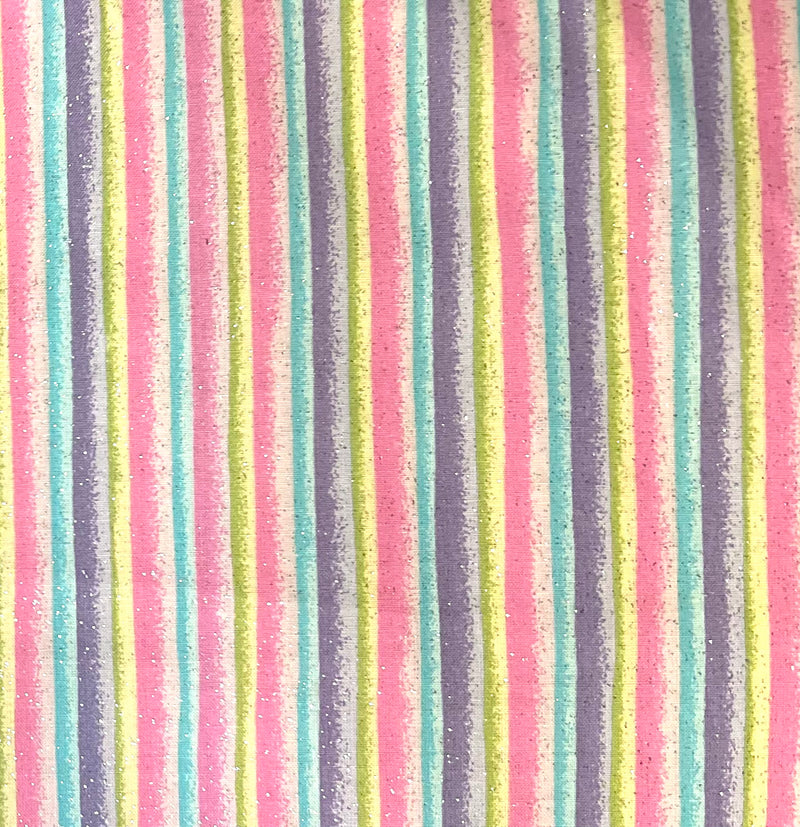Multi Stripes Glitter Geometric Fabric by the yard