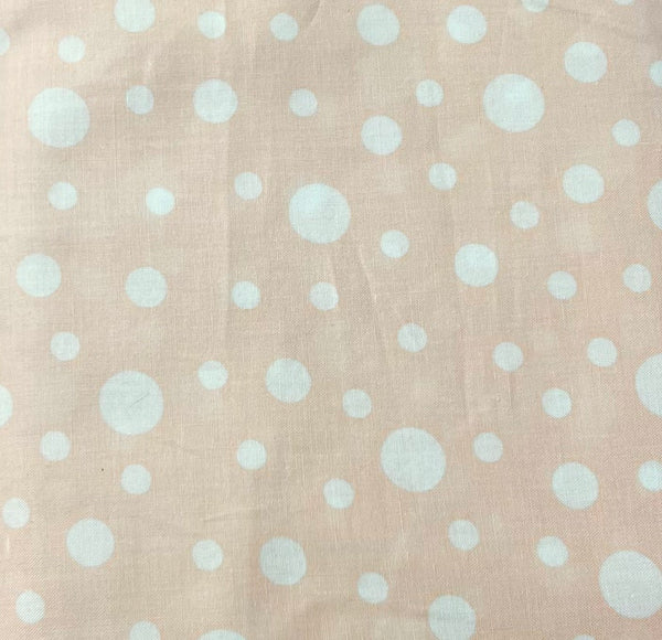 Dot Peach White Geometric Fabric by the yard