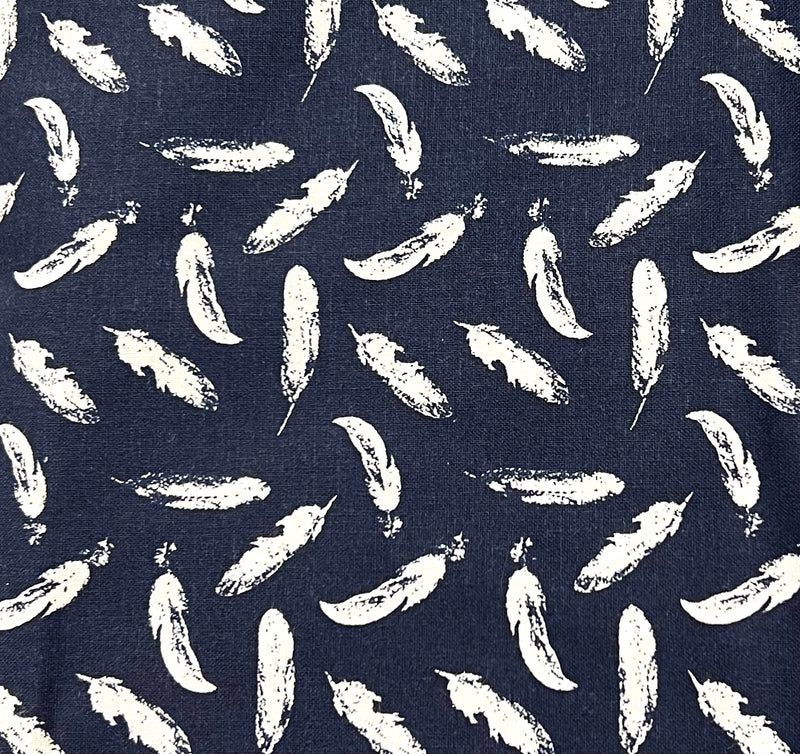 Woodland Navy Feathers Fabric by the yard