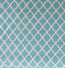 Aqua Spa Quatrefoil Lattice Geometric Fabric by the yard