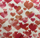 Valentine Hearts Red on White Fabric by the yard