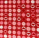 Valentine Hearts Circles Fabric by the yard