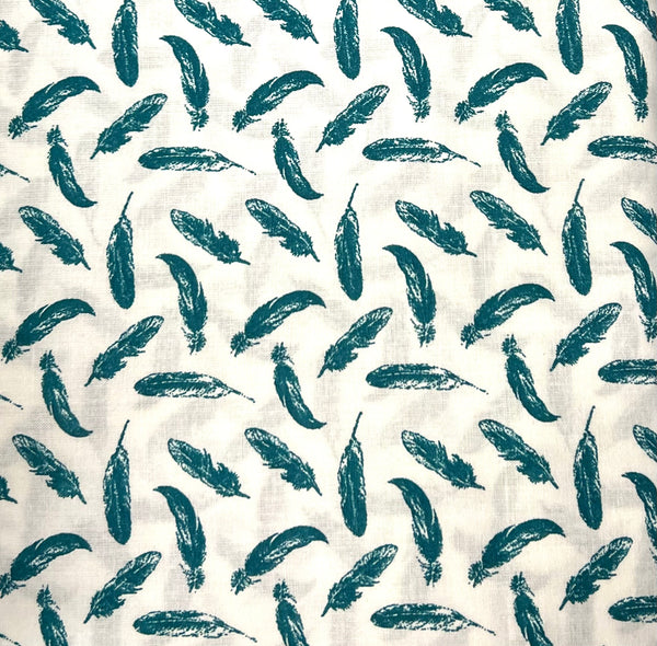 Woodland Deep Lake Feathers Fabric by the yard