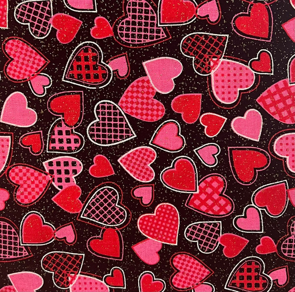 Valentine Scattered Hearts Fabric by the yard
