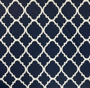 Navy Quatrefoil Lattice Geometric Fabric by the yard