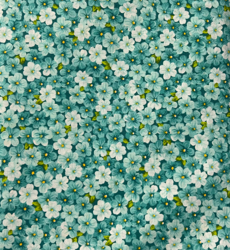 Mia Teal Ditsy Floral Daisy Fabric by the yard