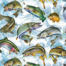 Fish Activity Fabric by the yard