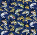 Fish Activity Fabric by the yard