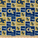 NCAA Georgia Tech Block GIT-020 Cotton Fabric by the yard